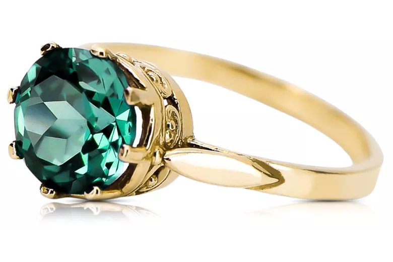 Aur galben 14K Smarald Inel Stil Vintage vrc366y